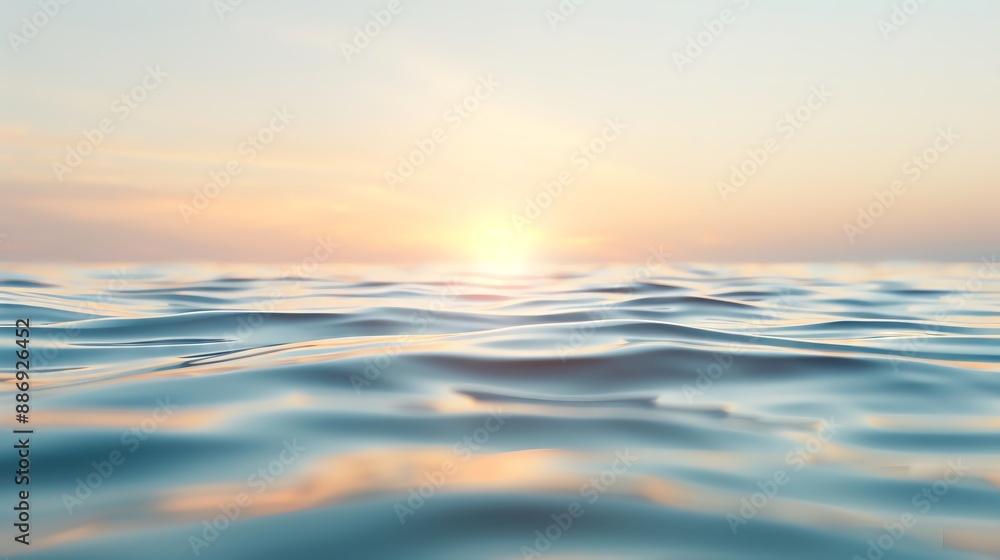 Calm ocean waves with a golden sunrise in the distance. Calm ocean waves with a golden sunrise in the distance.