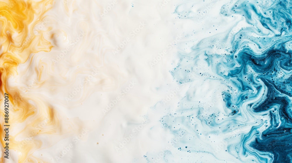 Naklejka premium A blend of blue, yellow, and white swirls against a backdrop of white, blue, yellow, and white