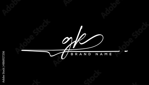 GK letter beauty handwriting vector logo. 