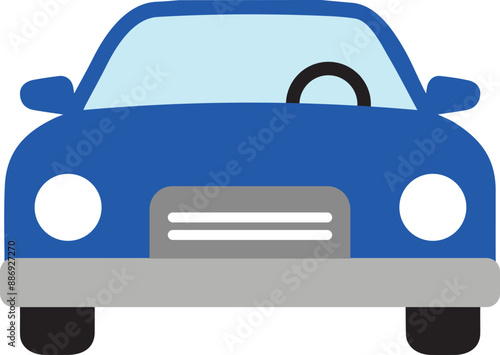 Blue car front view Vehicle icon illustration.