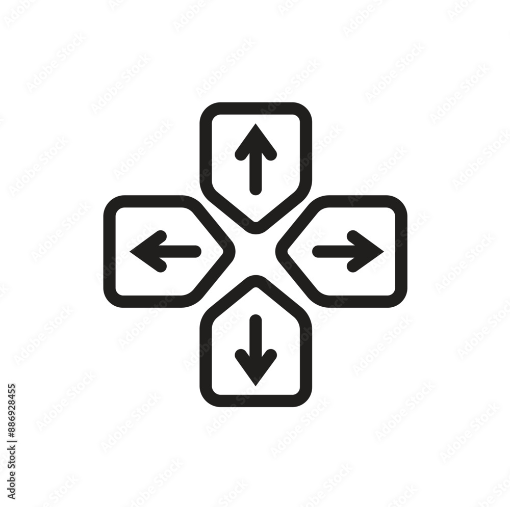 Vector line video game controller arrows icon Vector line video game controller arrows icon