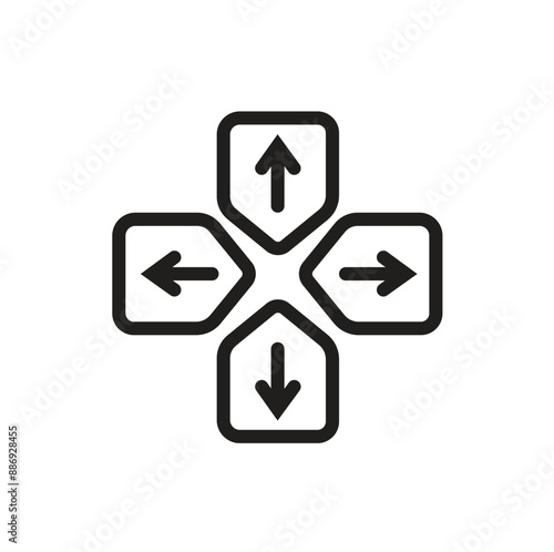 Vector line video game controller arrows icon