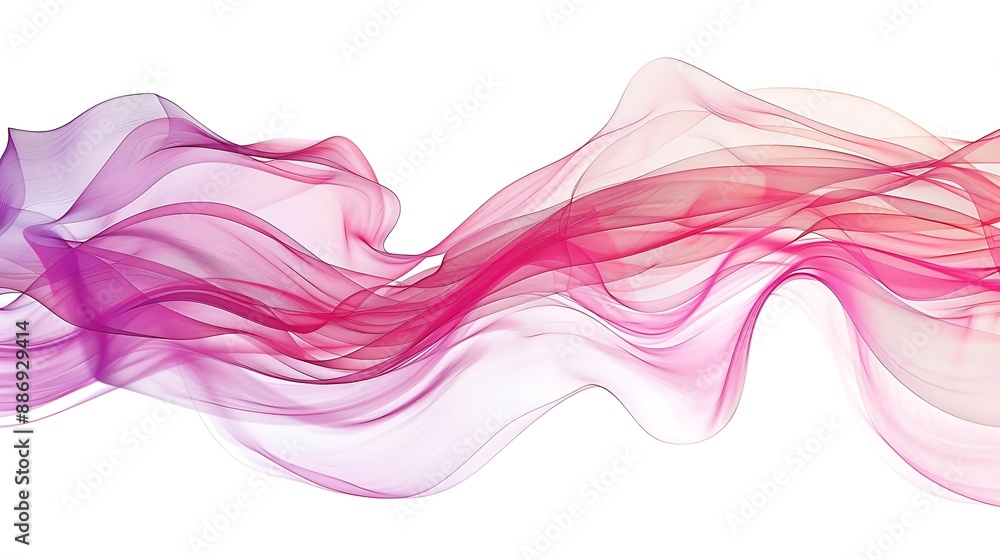 Long view of a fuchsia tidal wave, soft and subtle colors, minimalistic art, isolated on white Long view of a fuchsia tidal wave, soft and subtle colors, minimalistic art, isolated on white