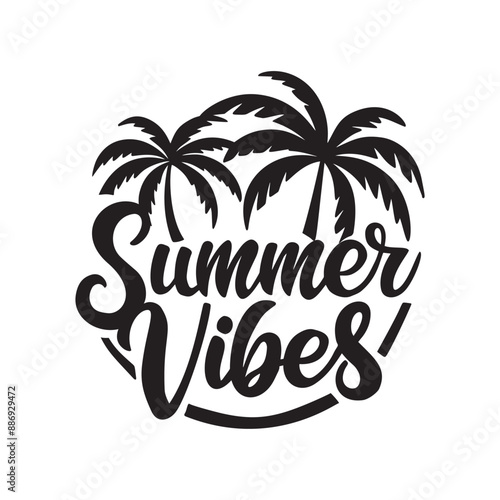 summer vibes logo with palm trees. vector illustration