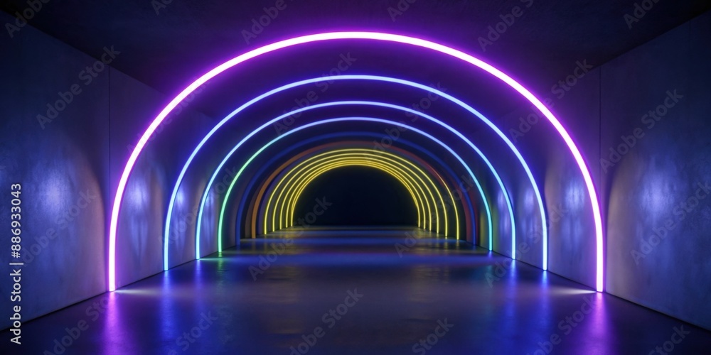 inside a colorful tunnel created with neon lights inside a colorful tunnel created with neon lights