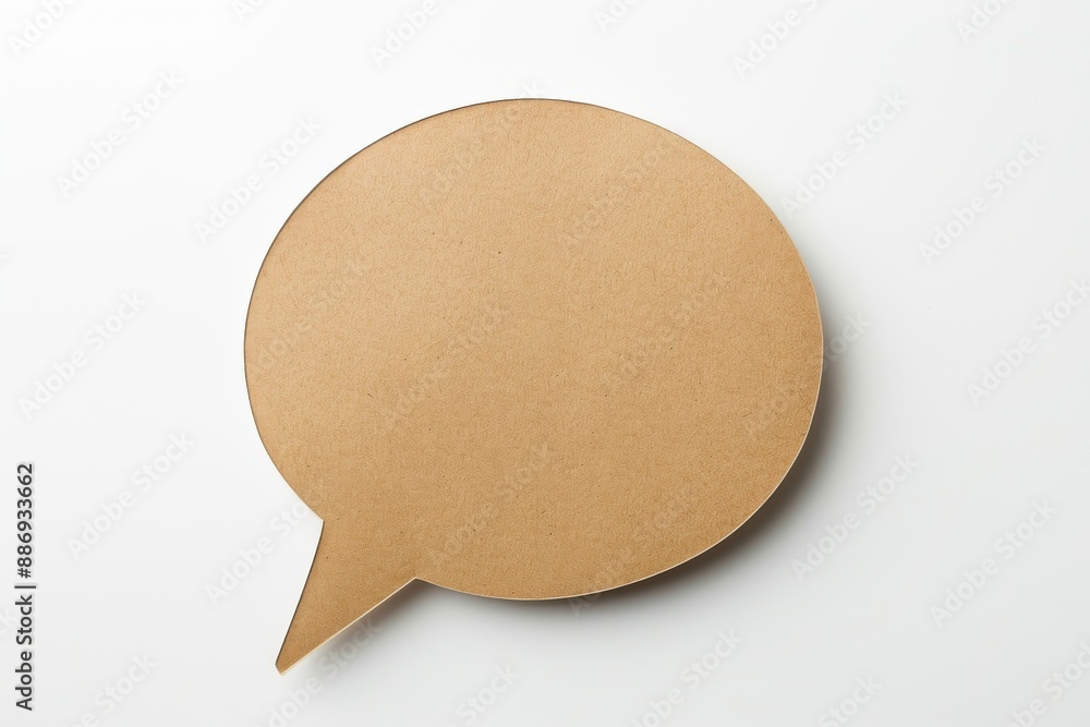 Kraft paper conversation bubble against white backdrop Kraft paper conversation bubble against white backdrop