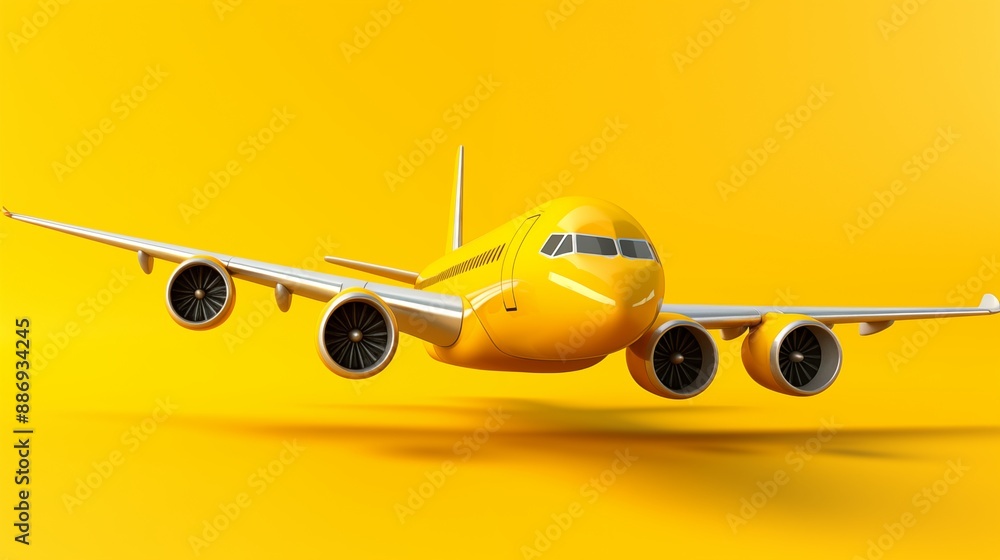 Airplane illustration on a vibrant yellow background. Airplane illustration on a vibrant yellow background.