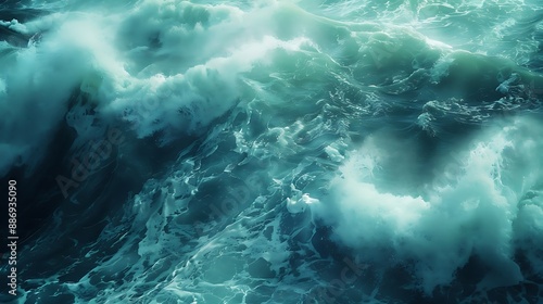 Marine blue waves under a canopy of misty jade