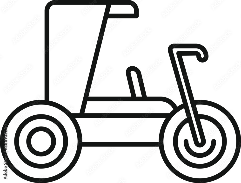 Simple line icon of a pedal go kart, perfect for representing outdoor fun and activities Simple line icon of a pedal go kart, perfect for representing outdoor fun and activities