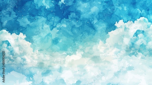 a watercolor painting of a sky with clouds background - generative ai