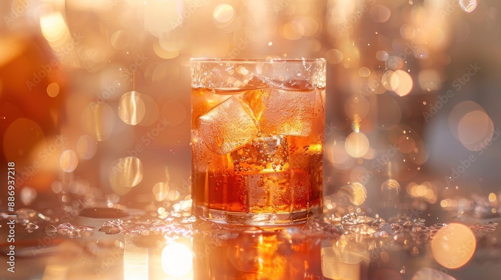Refreshing Iced Drink with Bokeh Background Refreshing Iced Drink with Bokeh Background
