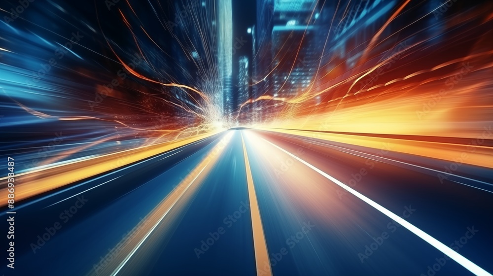 Car motion trails. Speed light streaks background with blurred fast moving light effect, Racing cars dynamic flash effects city road with long exposure night lights Car motion trails. Speed light streaks background with blurred fast moving light effect, Racing cars dynamic flash effects city road with long exposure night lights