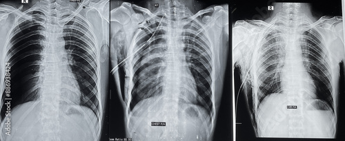 Canvastavla Chest x ray of pneumothorax and treatment by chest drain tube