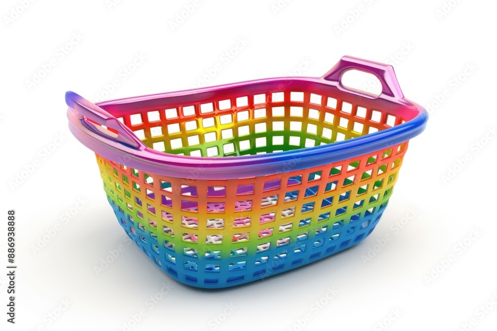 A vibrant basket with handles on a white background A vibrant basket with handles on a white background