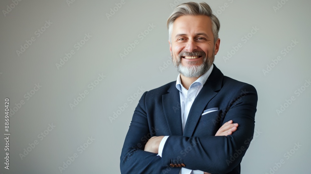 Confident MiddleAged Polish Businessman Smiling in Formal Suit for Professional Portrait