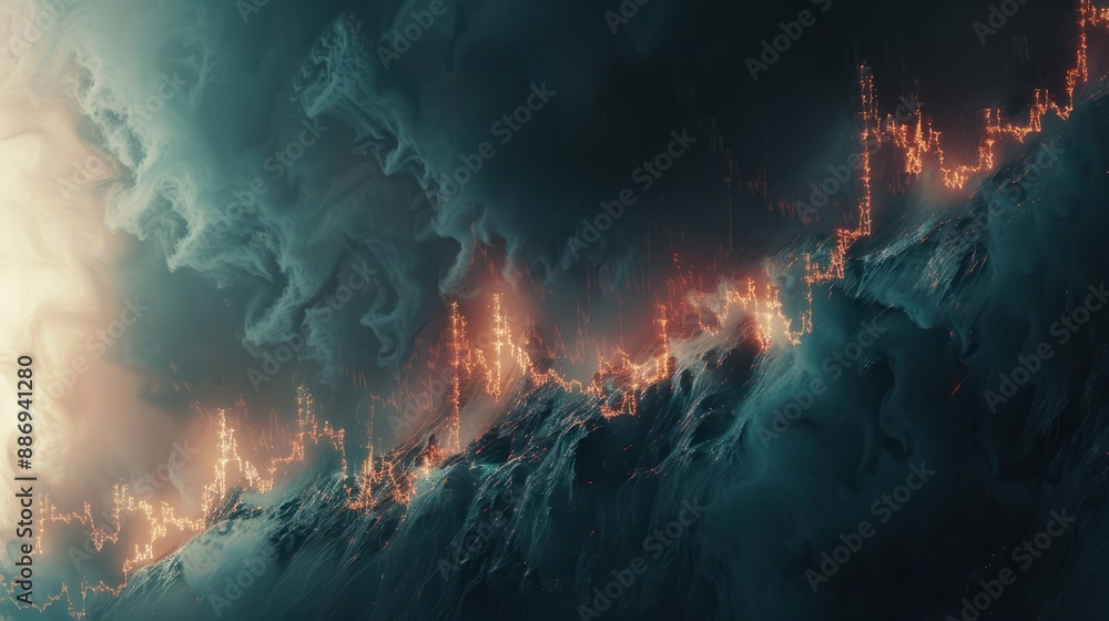 Weathering the Storm: A Line Graph Shows Financial Resilience During Challenges, generative AI Weathering the Storm: A Line Graph Shows Financial Resilience During Challenges, generative AI