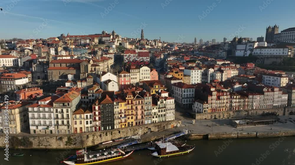 Aerial view of Porto at dawn, UNESCO World Heritage Site, Porto, Portugal, Europe Aerial view of Porto at dawn, UNESCO World Heritage Site, Porto, Portugal, Europe
