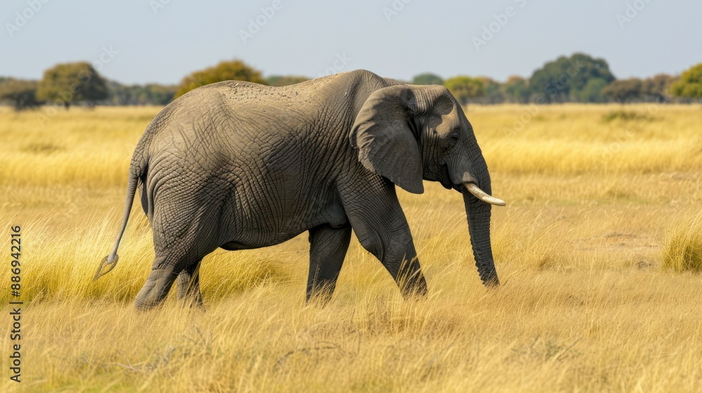 Obraz premium Elephant Walking Through Tall Grass