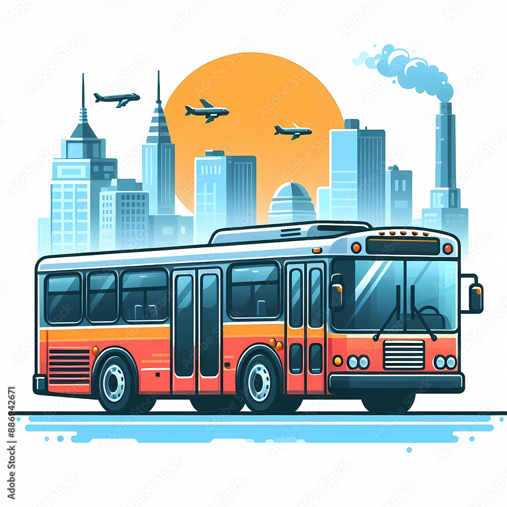 Obraz premium Modern Bus colorful vector illustration isolated on a white background