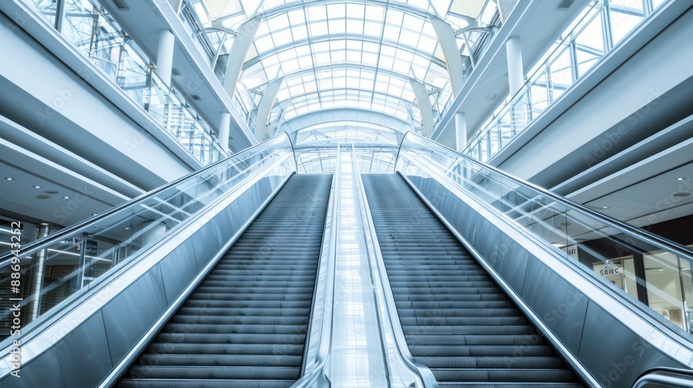 Escalator in a Modern Shopping Mall Escalator in a Modern Shopping Mall