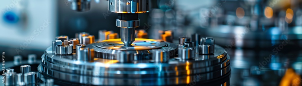 Closeup of precision machinery in a hightech manufacturing plant Closeup of precision machinery in a hightech manufacturing plant