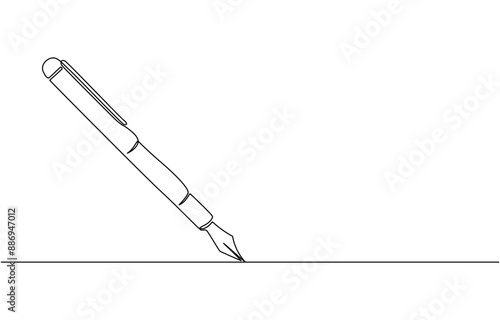 Wallpaper Mural Continuous one line art simple pencil sketch outline vector illustration, Continuous line drawing of pen. One line of ballpoint. Education concept continuous line art. Editable outline, Pen line icon. Torontodigital.ca
