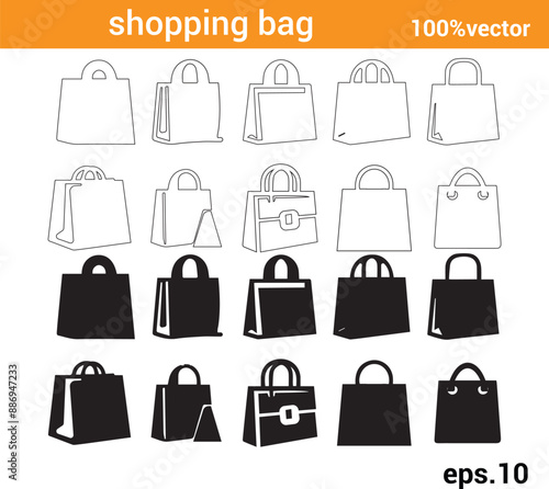 shopping bag vector set