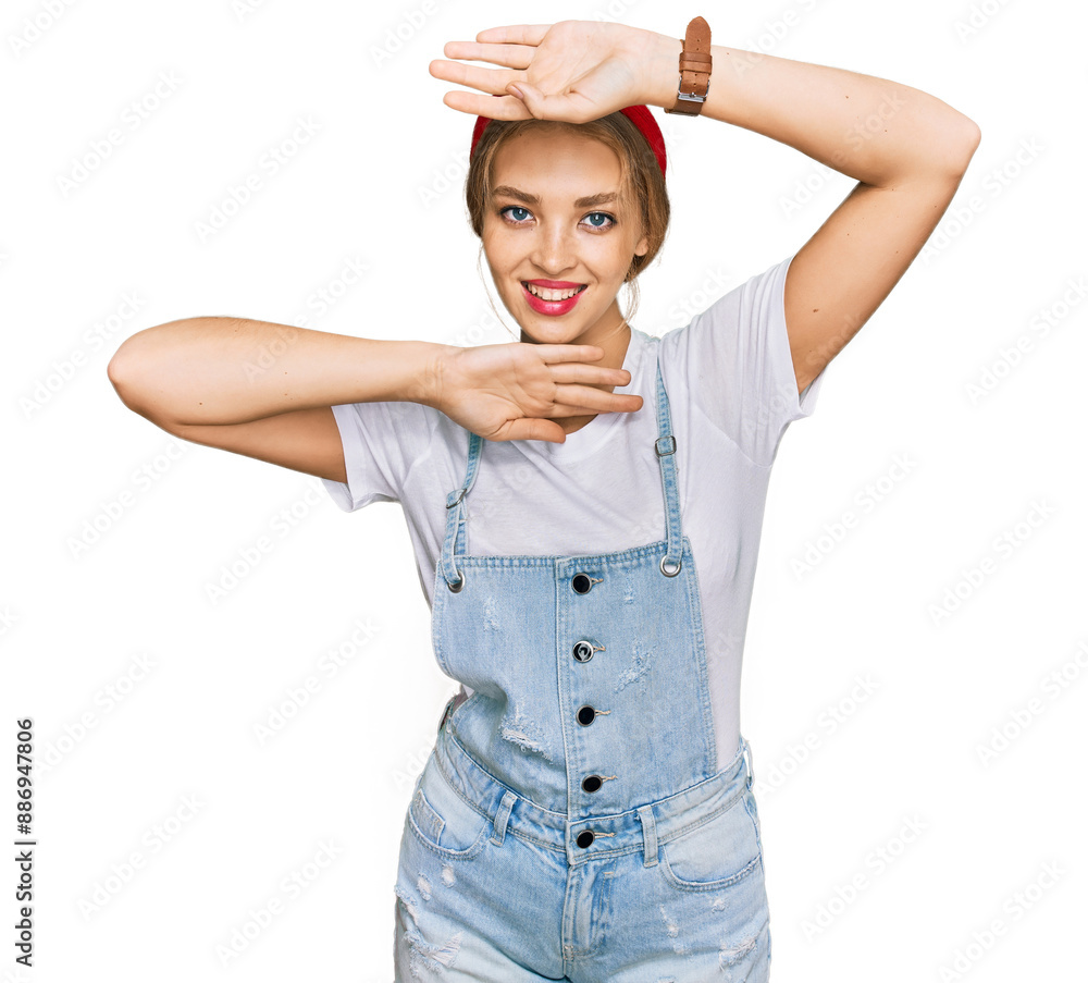 Young caucasian girl wearing casual clothes smiling cheerful playing peek a boo with hands showing face. surprised and exited Young caucasian girl wearing casual clothes smiling cheerful playing peek a boo with hands showing face. surprised and exited