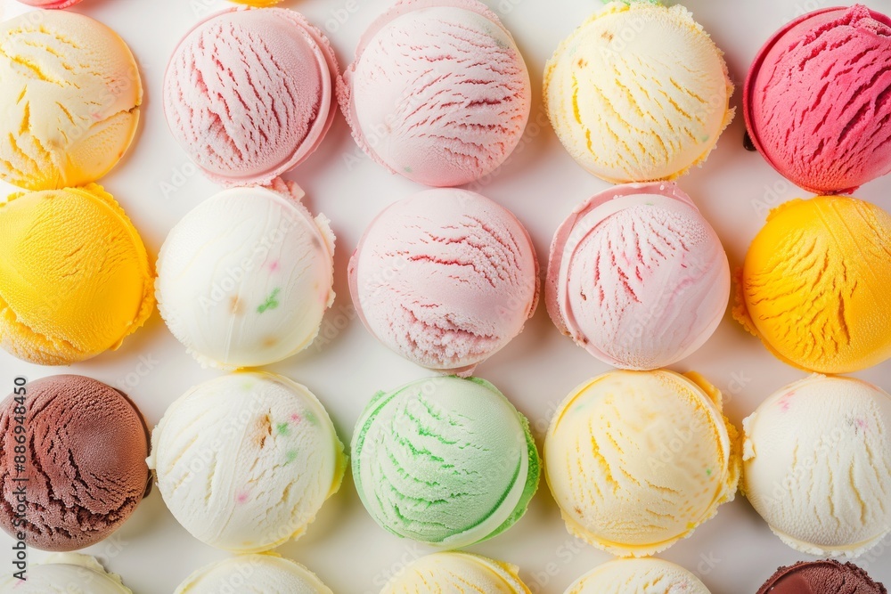 A Variety of Ice Cream and Ingredients Displayed on a White Background - Ideal for a Summer Treat. Beautiful simple AI generated image in 4K, unique. A Variety of Ice Cream and Ingredients Displayed on a White Background - Ideal for a Summer Treat. Beautiful simple AI generated image in 4K, unique.