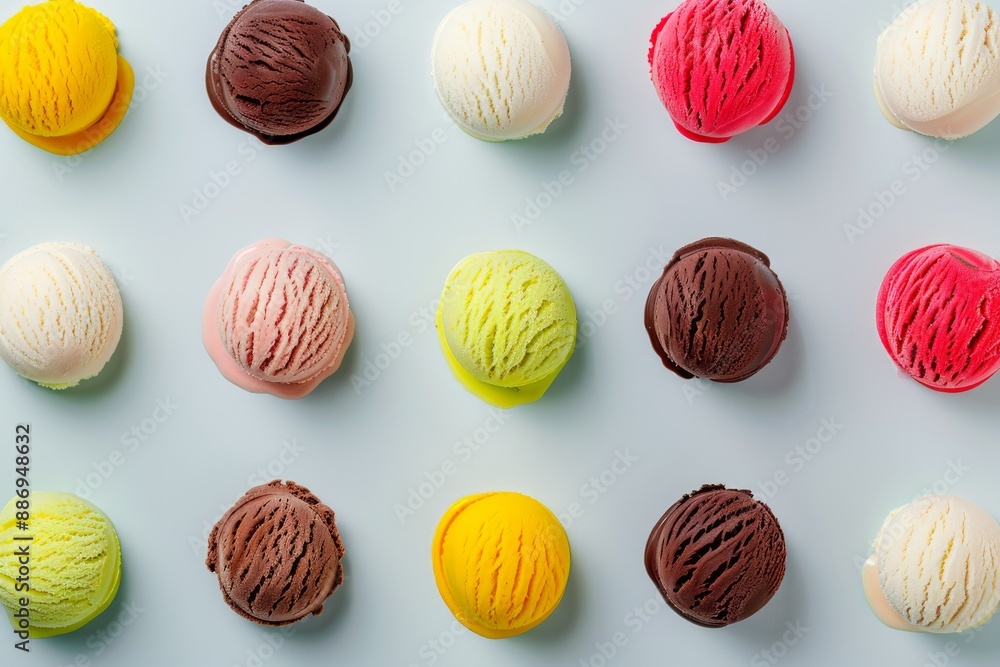 A Variety of Ice Cream and Ingredients Displayed on a White Background - Ideal for a Summer Treat. Beautiful simple AI generated image in 4K, unique. A Variety of Ice Cream and Ingredients Displayed on a White Background - Ideal for a Summer Treat. Beautiful simple AI generated image in 4K, unique.