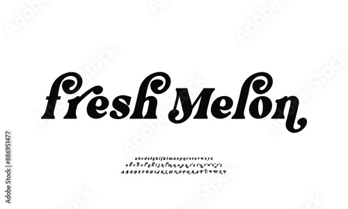 Fresh Melon is Elegant Font Uppercase Lowercase and Number. Classic Lettering Minimal Fashion Designs. Typography modern serif fonts regular decorative vintage concept. vector illustration