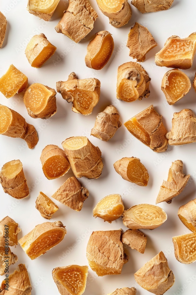 A stack of orange peels on a clean white surface A stack of orange peels on a clean white surface