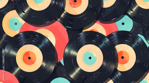 Many Vinyl plate illustration, Music background