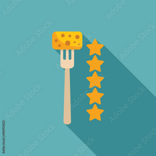 Fork holding a piece of cheese is getting a five star rating review