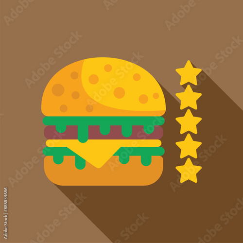 Delicious cheeseburger receiving a five star rating, perfect for representing customer satisfaction in the food industry