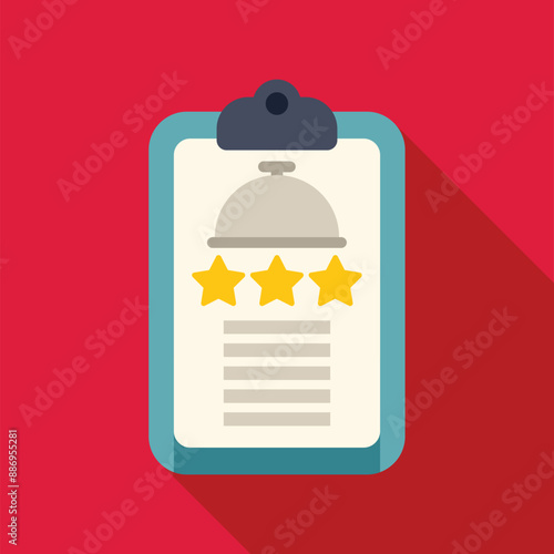 Restaurant menu with five stars rating on clipboard is representing positive online restaurant review and excellent customer service