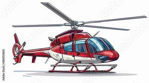 Helicopter Aircraft Vehicle Vector Illustration Handdrawn