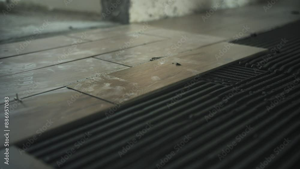 The process of laying ceramic tiles The process of laying ceramic tiles