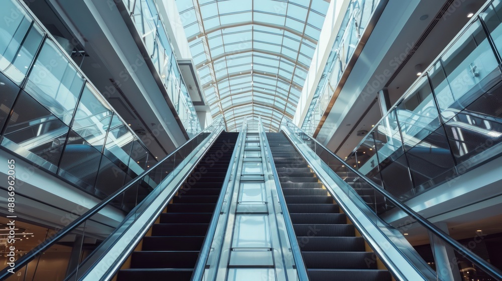 Escalator in a Modern Shopping Mall Escalator in a Modern Shopping Mall