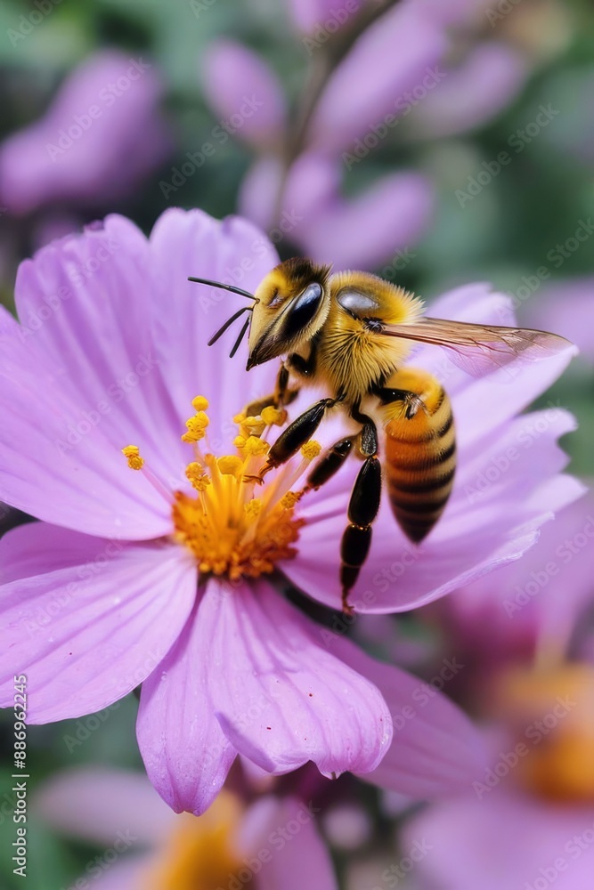 Bee on a purple flower. Close-up Bee on a purple flower. Close-up