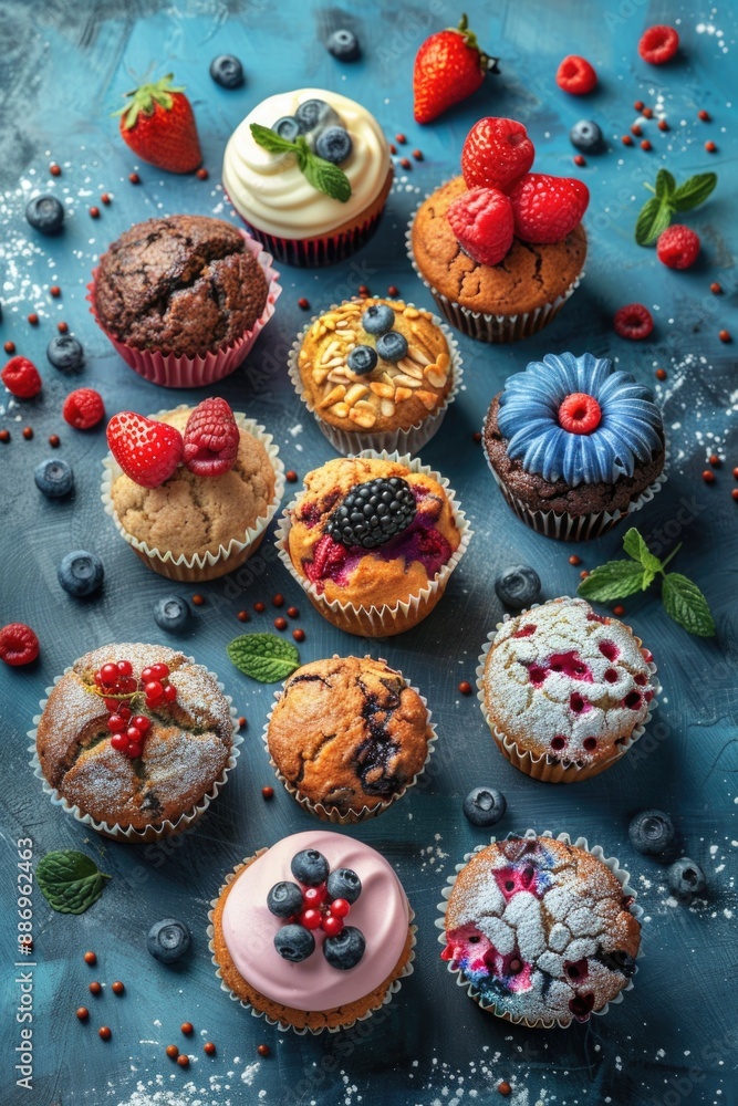 Cupcakes and Muffins on Table Cupcakes and Muffins on Table