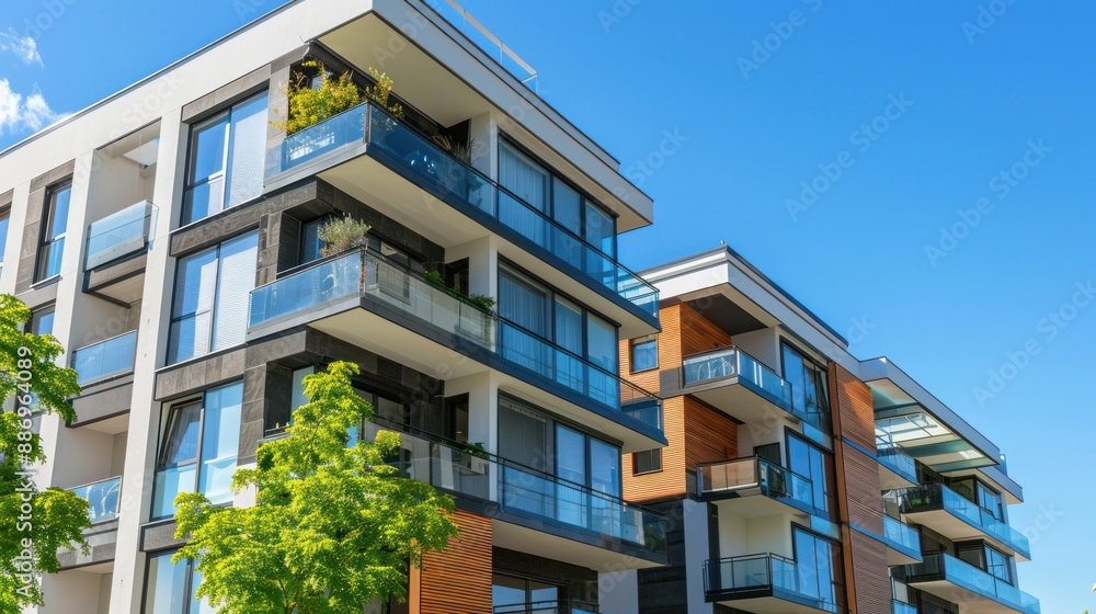 Modern Apartment Building with Balconies Modern Apartment Building with Balconies