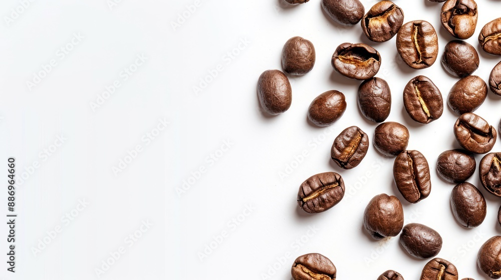 Coffee Beans Scattered on a White Background Coffee Beans Scattered on a White Background