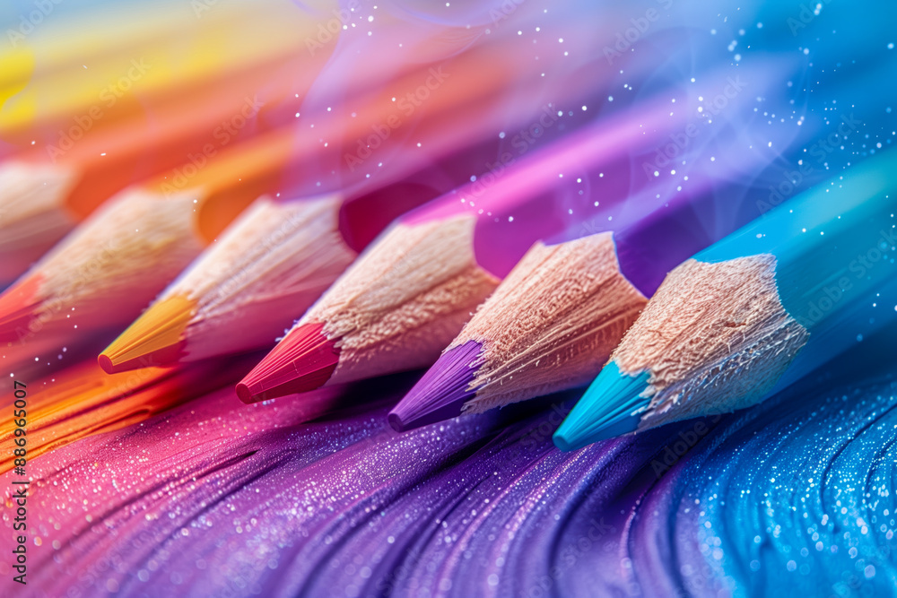 Wave of colorful wooden pencils Wave of colorful wooden pencils