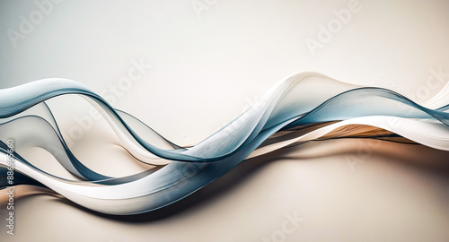Abstract Background with Swirling Waves in Blue, White, and Brown