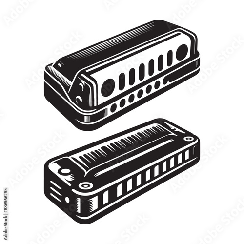 Harmonica silhouette vector illustration