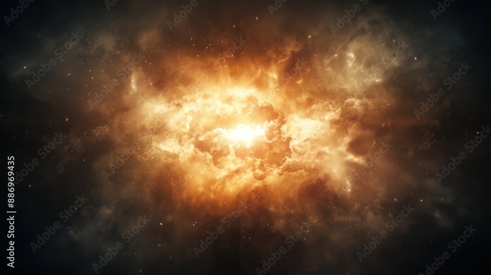 An image of an orange and yellow star in the center of the night sky, surrounded by other stars An image of an orange and yellow star in the center of the night sky, surrounded by other stars