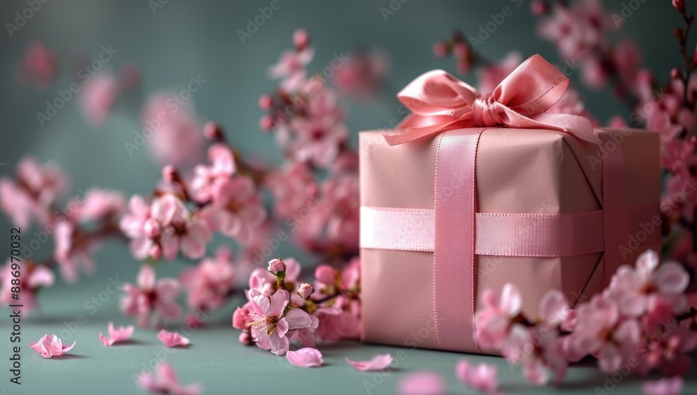 Pink Gift Box with Delicate Blossoms Pink Gift Box with Delicate Blossoms