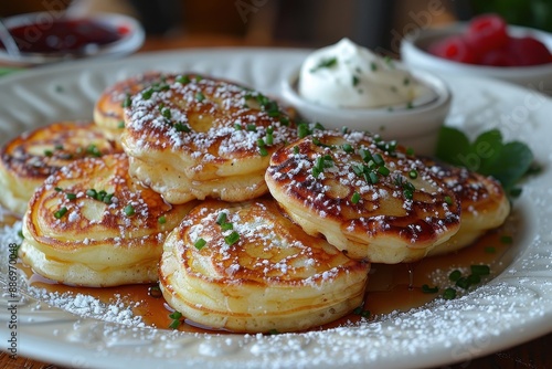 Wallpaper Mural Denmark: Ableskiver Small, round pancakes filled with apples, dusted with powdered sugar, and served with raspberry jam Torontodigital.ca