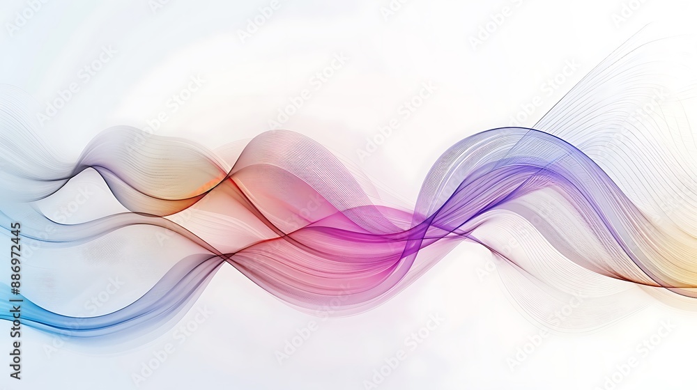 Obraz premium Muted spectrum line waves with a simple and elegant minimalist style on white